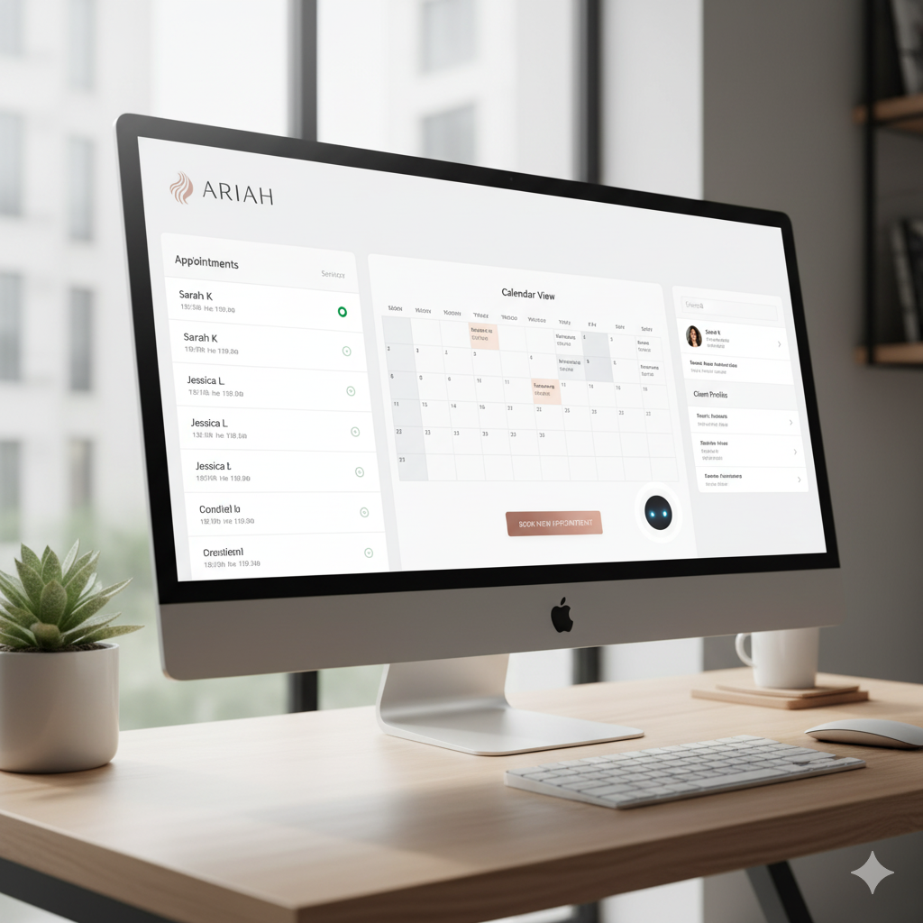 AI salon booking assistant Ariah Desk interface